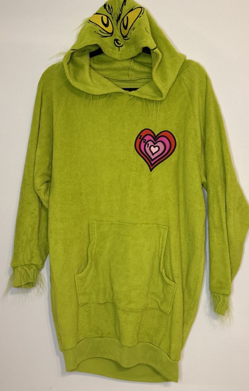 Dr. Seuss The Grinch Women's Hooded Costume Sleep Pajama Nightshirt - size XS